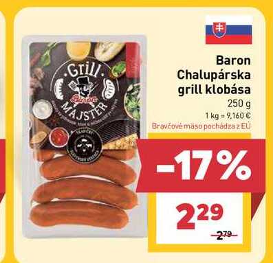 Baron Chalupárska grill klobása 250 g