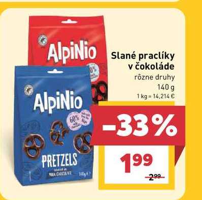 Slané praclíky v čokoláde rôzne druhy 140g