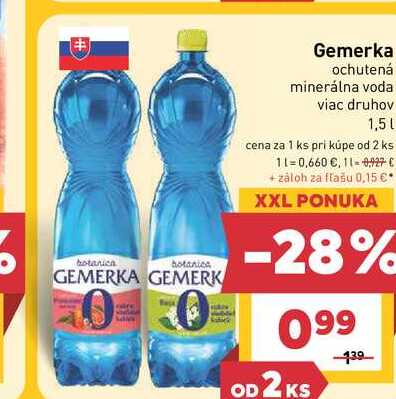 Gemerka ochutená minerálna voda viac druhov 1,5l