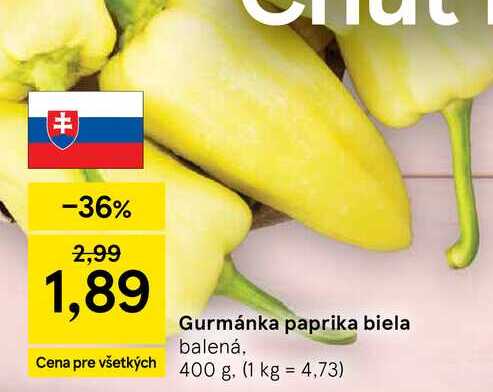 Gurmánka paprika biela balená, 400 g