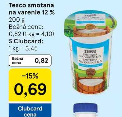 Tesco smotana na varenie 12 % 200 g v akcii