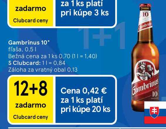 Gambrinus Originál 10% pivo výčapné svetlé 500 ml 