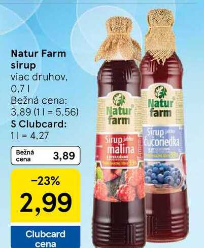 Natur Farm sirup viac druhov 0.7l