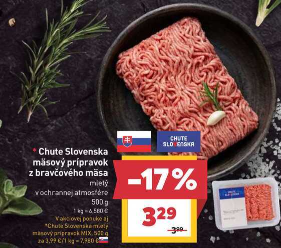 Chute Slovenska mäsový prípravok z bravčového mäsa mletý vochrannej atmosfére 500 g