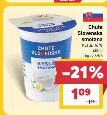Chute Slovenska smotana kyslá, 16% 400 g  v akcii