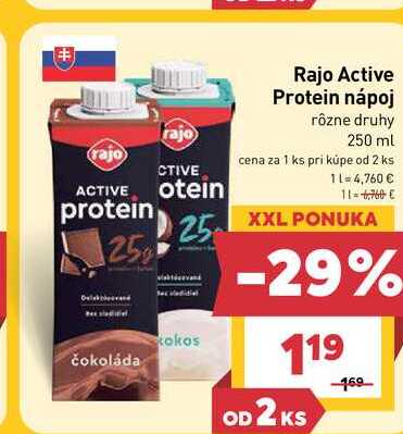 Rajo Active Protein nápoj rôzne druhy 250 ml