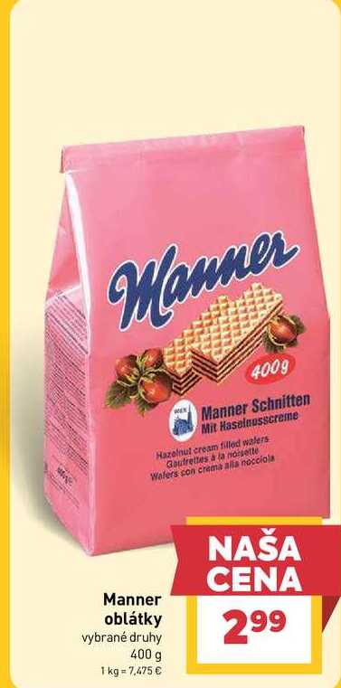 Manner oblátky vybrané druhy 400 g