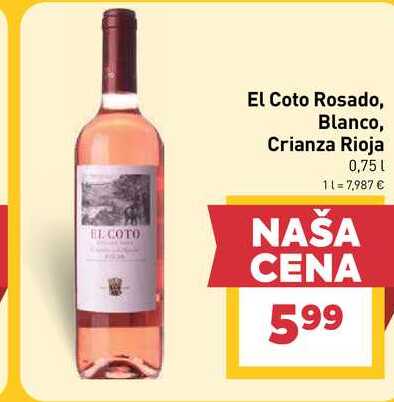 )El Coto Rosado, Blanco, Crianza Rioja 0,75l