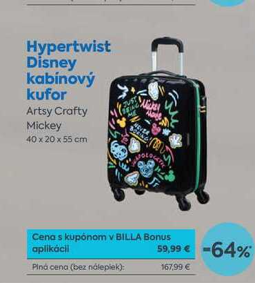 Hypertwist Disney kabínový kufor Artsy Crafty Mickey 40 x 20 x 55 cm
