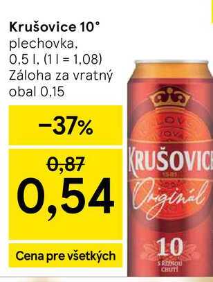 Krušovice 10° plechovka, 0.5l