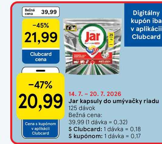 Jar kapsuly do umývačky riadu 125 dávok