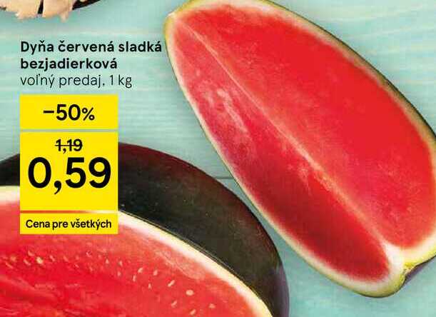 Dyňa červená sladká bezjadierková voľný predaj, 1 kg