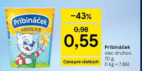 Pribináček viac druhov, 70 g