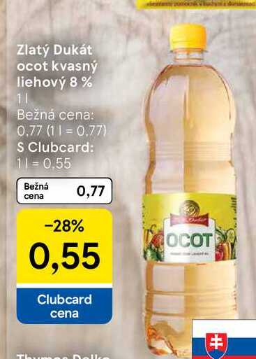 Zlatý Dukát ocot kvasný liehový 8% 1l