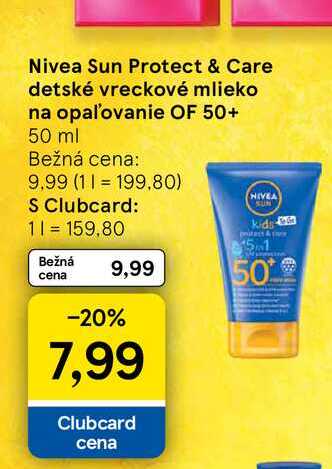 Nivea Sun Protect & Care detské vreckové mlieko na opaľovanie OF 50+ 50 ml
