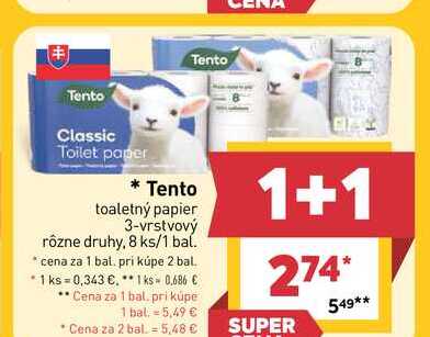 Tento toaletný papier 3-vrstvový rôzne druhy, 8 ks/1 bal.