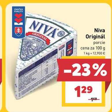 Niva Originál porcie cena za 100 g 