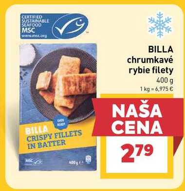 BILLA chrumkavé rybie filety 400 g 