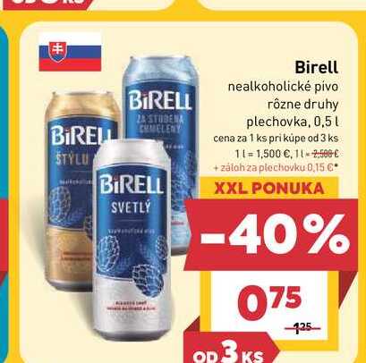 Birell Svetlé nealkoholické pivo 500 ml plech