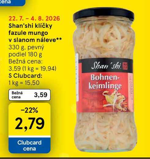 Shan'shi klíčky fazule mungo v slanom náleve 330 g