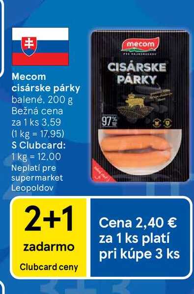 Mecom cisárske párky balené, 200 g