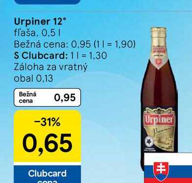 Urpiner 12° fľaša. 0,5l