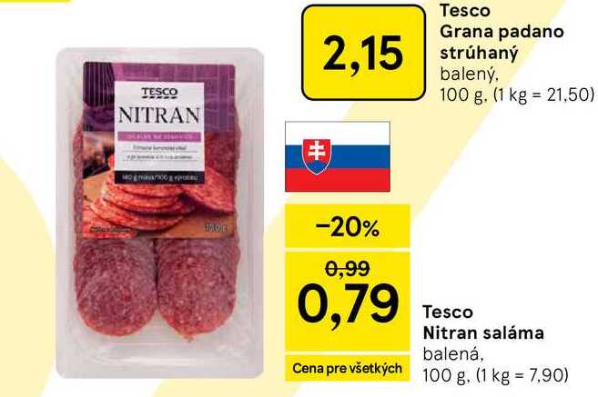 Tesco Nitran saláma balená, 100 g