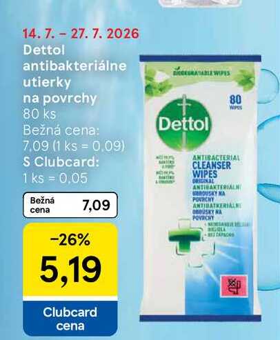 Dettol antibakteriálne utierky na povrchy 80 ks