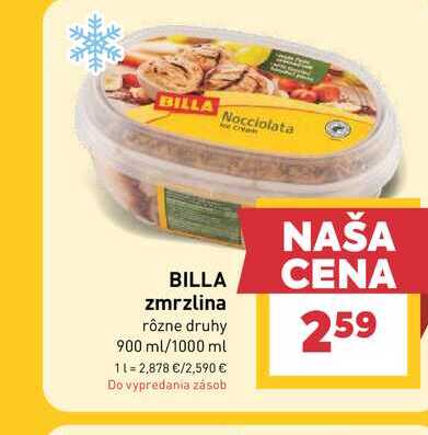 BILLA zmrzlina rôzne druhy 900 ml/1000 ml