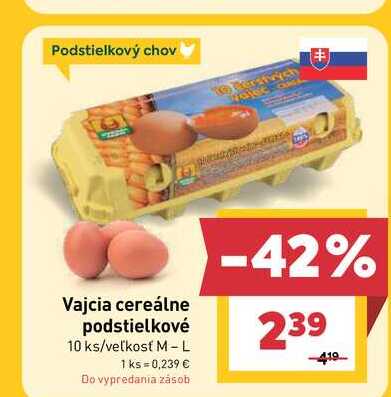 Vajcia cereálne podstielkové 10 ks/veľkosť M-L