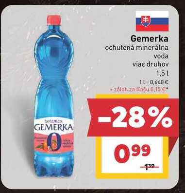 Gemerka ochutená minerálna voda viac druhov 1,5L  v akcii