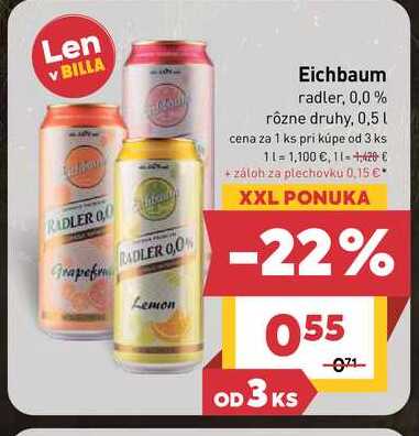 Eichbaum radler, 0,0% rôzne druhy, 0,5l