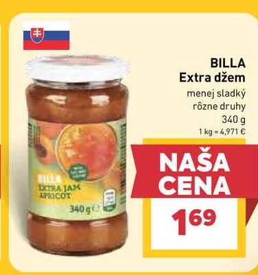 BILLA Extra džem menej sladký rôzne druhy 340 g  
