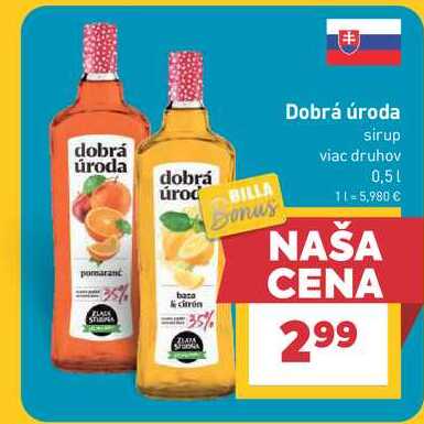 Dobrá úroda sirup viac druhov 0,5l