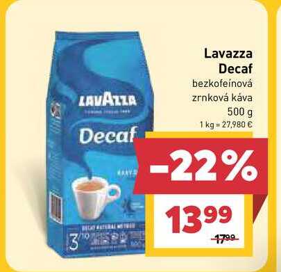 Lavazza Decaf bezkofeínová zrnková káva 500 g v akcii