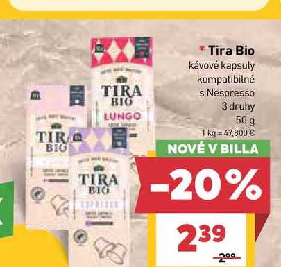 Tira Bio kávové kapsuly kompatibilné s Nespresso 3 druhy 50 g