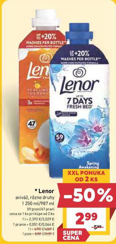 Lenor aviváž, rôzne druhy 1 250 ml/987 ml 59 prani/47 praní