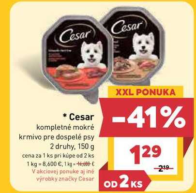 Cesar kompletné mokré krmivo pre dospelé psy 2 druhy, 150 g