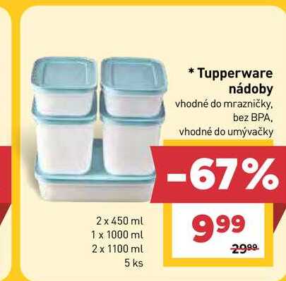 Tupperware nádoby vhodné do mrazničky, bez BPA, vhodné do umývačky