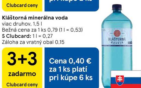Kláštorná minerálna voda viac druhov. 1,5l