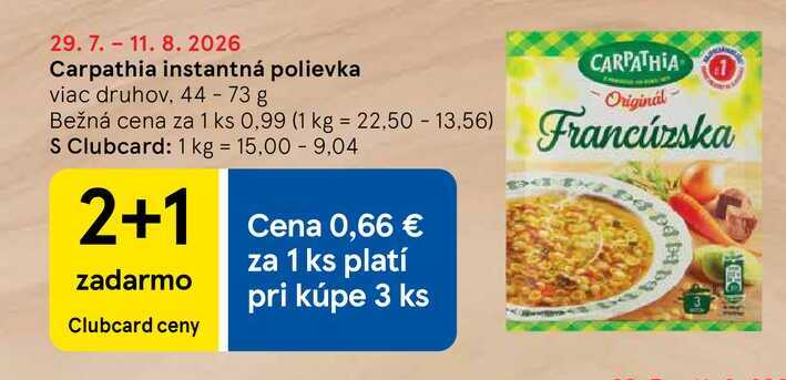 Carpathia instantná polievka viac druhov, 44 - 73 g 
