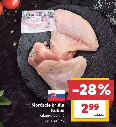 Morčacie krídla Kubus vákuovo balené cena za 1 kg 