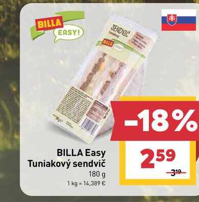 BILLA Easy Tuniakový sendvič 180 g