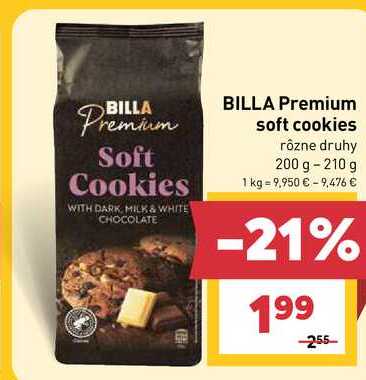 BILLA Premium soft cookies rôzne druhy 200 g-210 g