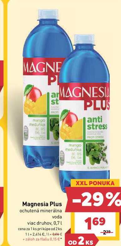 Magnesia Plus ochutená minerálna voda viac druhov, 0,7l