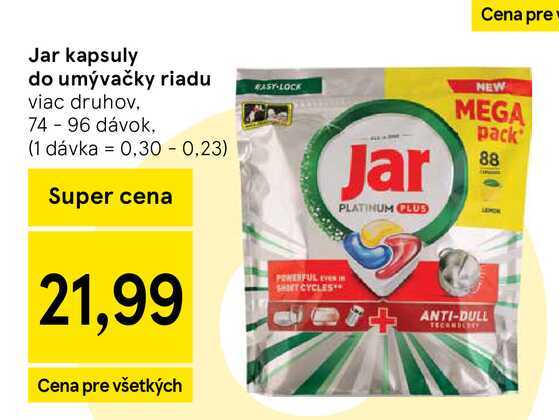 Jar kapsuly do umývačky riadu viac druhov 74 - 96 dávok