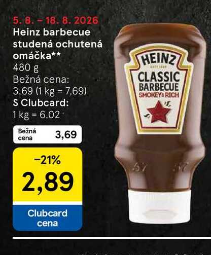 Heinz barbecue studená ochutená omáčka 480 g