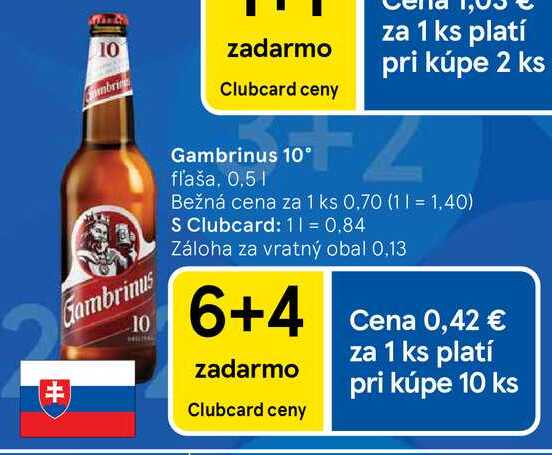 Gambrinus 10° fľaša, 0,5l