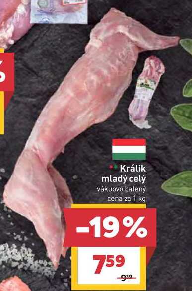Králik mladý celý vákuovo balený cena za 1 kg