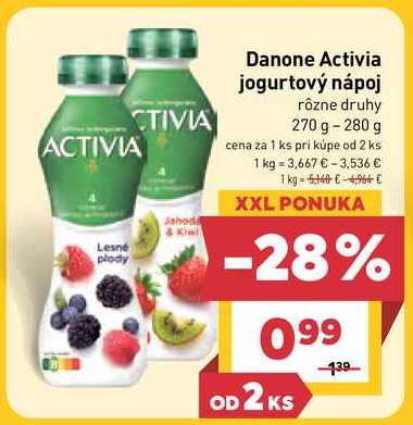 Activia jogurtový nápoj rôzne druhy 270 g-280 g